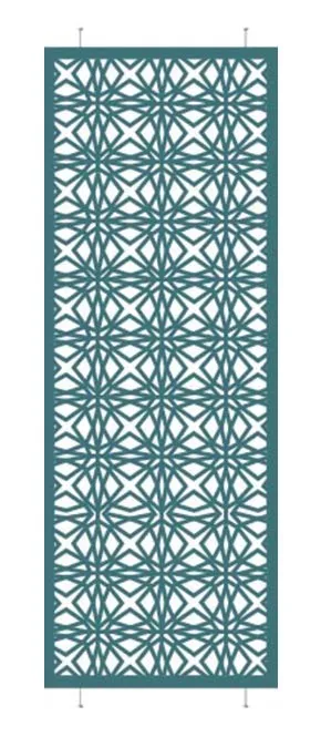 Separè Quadrilobo Due, divisorio d’arredo pantografato a giochi geometrici con oblò